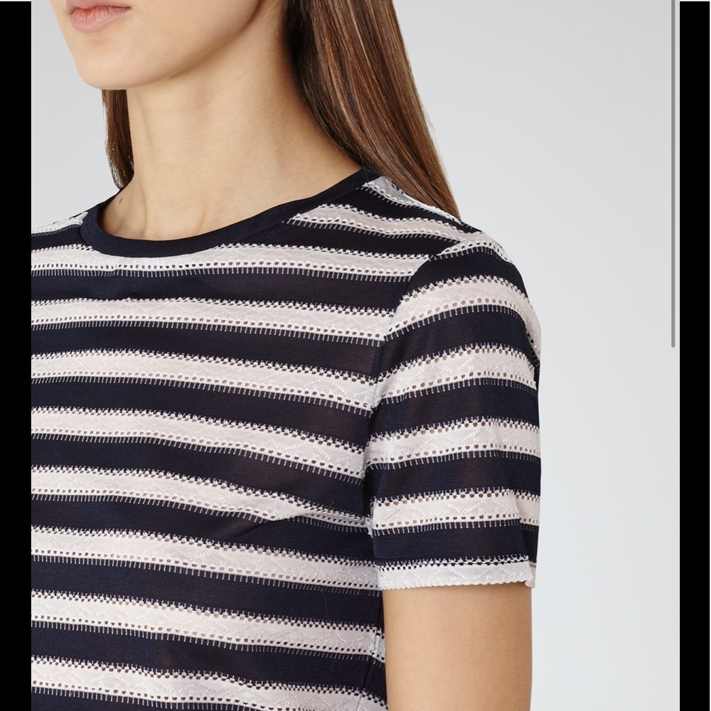 Reiss Molly Striped Off White/ Night Navy Top, XS